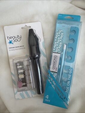 Beauty360 Portable Manicure Kit + Diamond Cosmetics Toe On The Go Bundle NIP